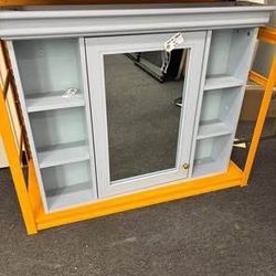 Newly Assembled Bathroom Wall Cabinet with Mirror, 35'' x 27.5'' Medicine Cabinet Light Purple Color