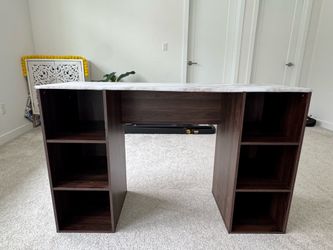 Wooden desk with shelves