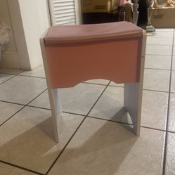 small Pink Vanity Stool 