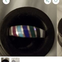 Vintage Assort Stone Ring In Sterling Silver Sz 7