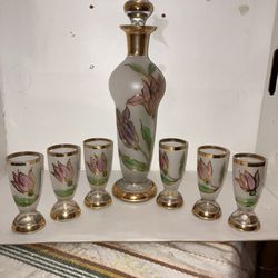 Vintage Crystal Decanter Set 