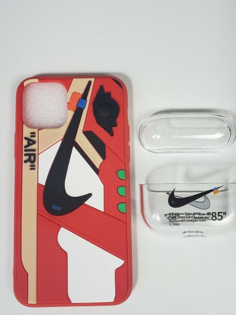 IPhone 11 Pro Sneaker Silicone Case and AirPods Pro Clear case Protective
