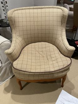 Upholstered Vintage Wingback Chair (Ralph Lauren Fabric)