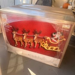 RARE VIRAL 9FT Santa with Sleigh and Reindeer LED Home Depot