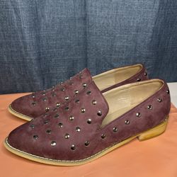 JOURNEE JG Shoes Slip On Womens Size 9 Pointed Toe Comfort Flats Studded Purple