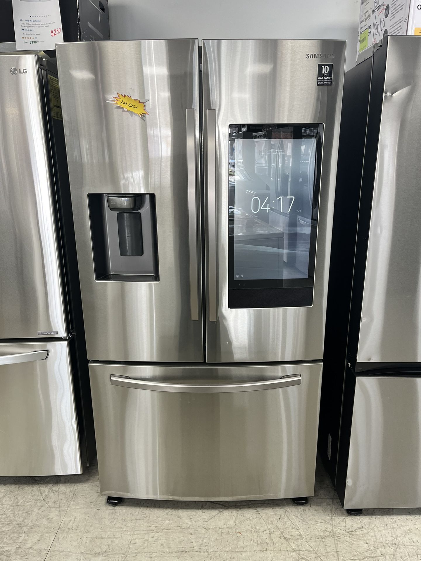 Samsung 36in. Smart Screen 3-Door French Door With Ice Dispenser Stainless Steel Refrigerator