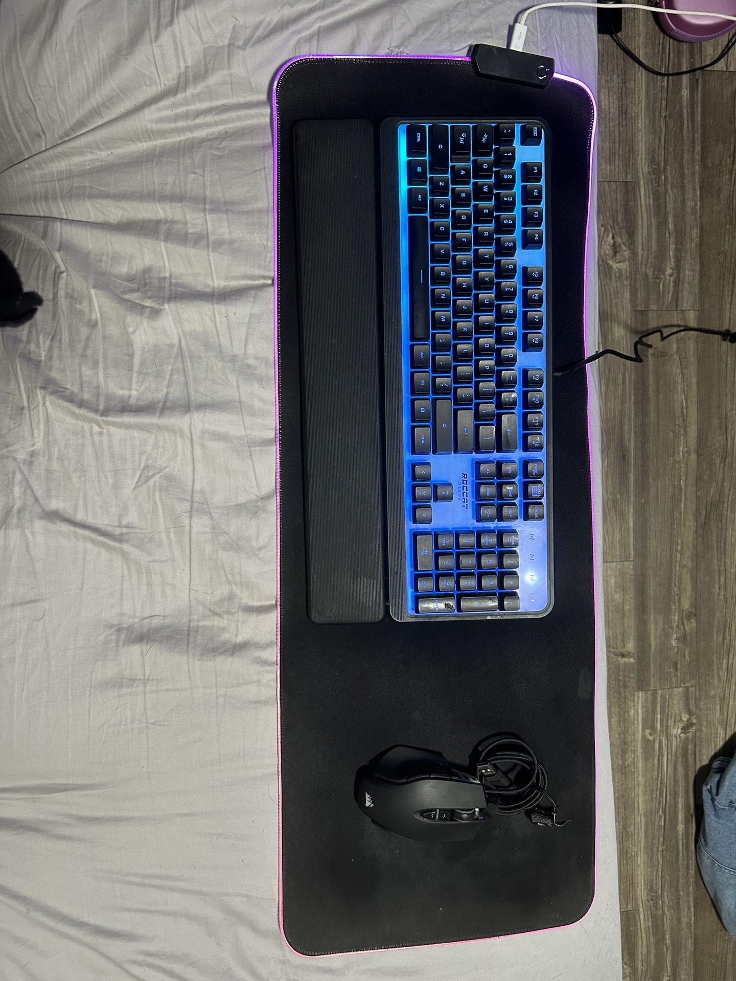 Glowing Gaming Keyboard, Mouse, And Mouse Pad