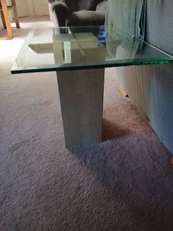 MARBLE GLASS END TABLE