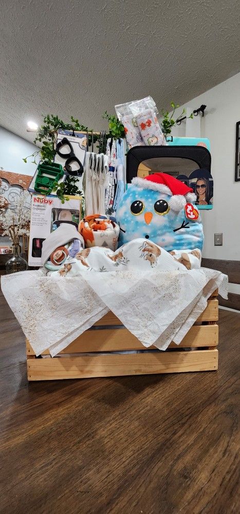 Diaper Baby Crate Gift Basket