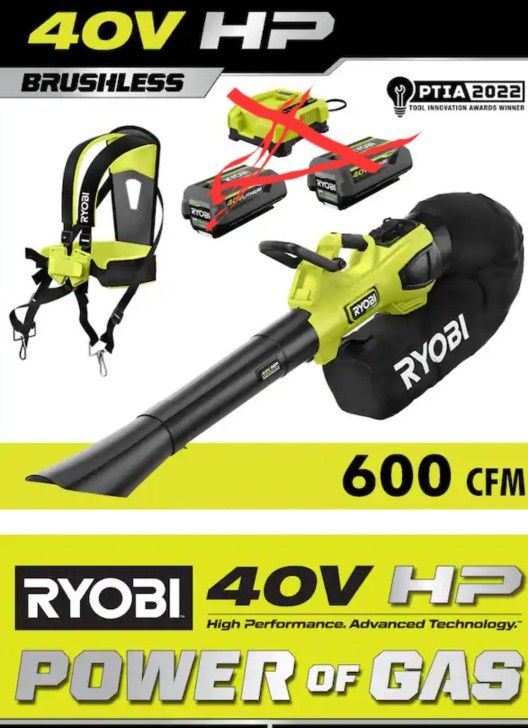 Ryobi 40V HP 600 CFM Leaf Blower/Mulcher/Vacuum (TOOL ONLY )