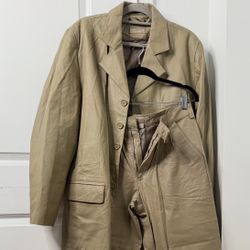 Men’s Genuine Leather Suit Set – Jacket & Pants – Size 32 – Cougar Leather