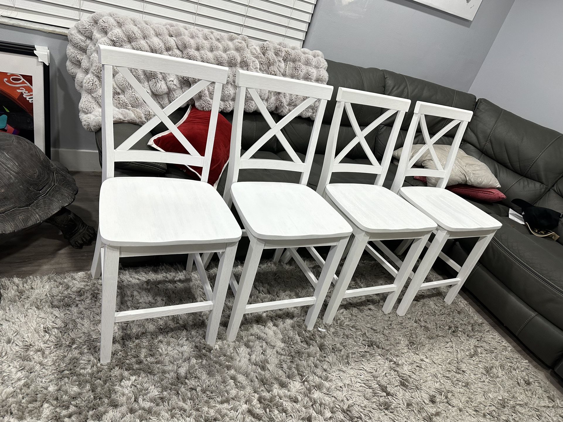 Table Chairs White Solid Wood New!! Retail $129 Each My Price All Four For $100
