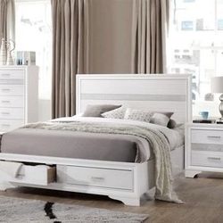 Brand New White Bed with Storage Drawers