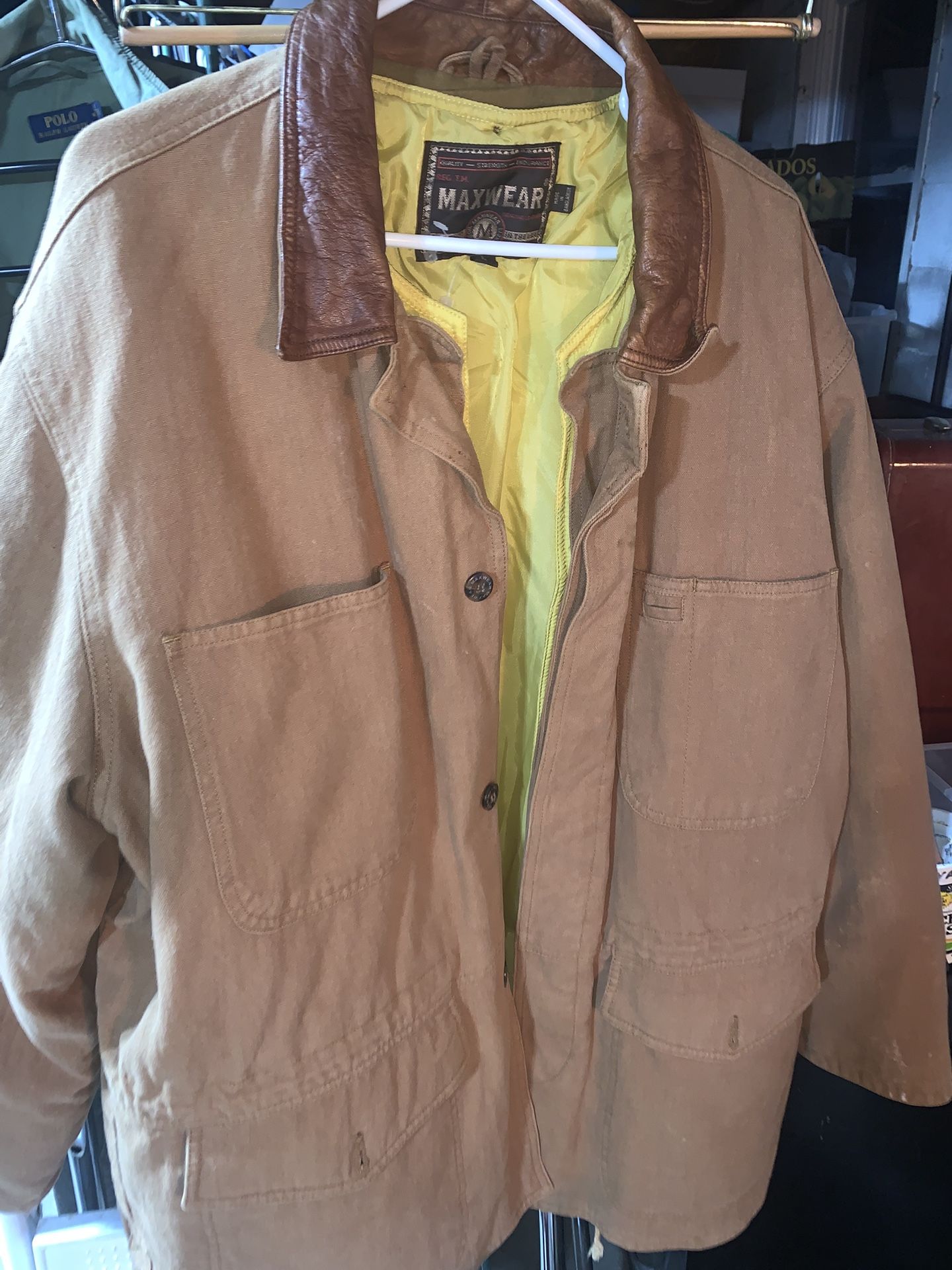 Vintage Maxwear Barn Chore Coat Jacket Med Removable Liner Workwear Leather