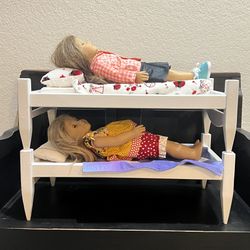 Handmade Wooden Doll Bunk Bed w/ Bedding Fits 18" American Girl Our Generation