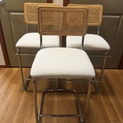 Rattan Counter Height Bar Stools (Set Of 3)