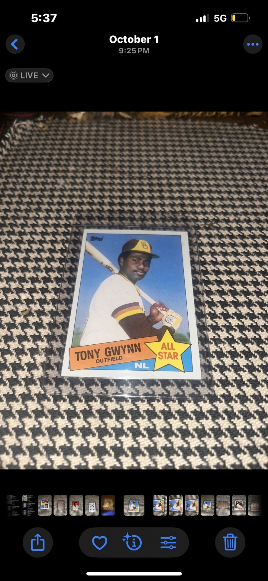 Tony Gwynn NL All Star Card Topps 1986