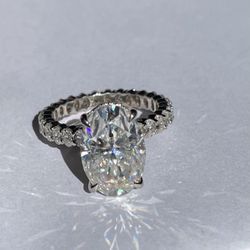 5.5 Carat Oval Moissanite Diamond Engagement Ring