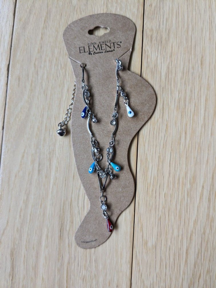Boho Chic Mosaic Evil Eye & Rhinestones Silver Anklet. Handcrafted. Elements Brand. Colorful Vibrant. Adjustable.

A classic symbol of protection Love