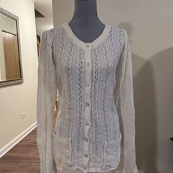 Ladies cardigan, white size XL