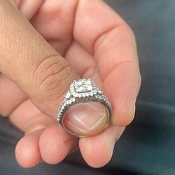 Princess Cut Halo Cluster Engagement Ring