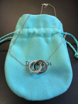Tiffany & Co 18k rose gold & silver interlocking circles necklace