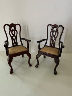 Vintage Dollhouse Miniature Chippendale Armchairs – Pair – 1:12 Scale