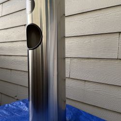 ULINE Stainless Steel Lobby Trash Can with sanitizer station 