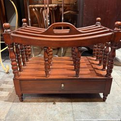 Antique Solid Wood Paper Rack With Drawer
