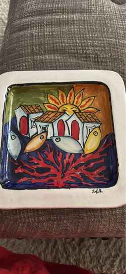 Hand-Painted Italian Ceramic Decorative Plate
