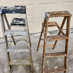 Pair Of 2 Handyman Painter Wood Or Alunium Ladders 