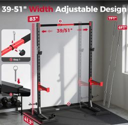 New -FLYBIRD SR1 Squat Rack, Adjustable Power Rack for 6FT/7FT Barbells