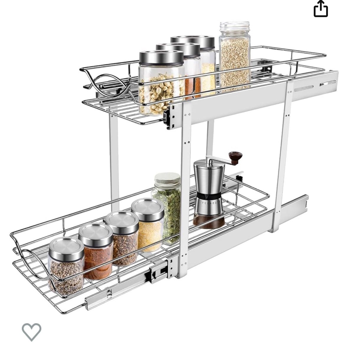 Sikarou Pull Out Cabinet Organizer 7" W x 21" D 2-Tier Individual Slide Out Drawer Pantry Shelf Storage for Kitchen Base Cabinet Organization for Kit