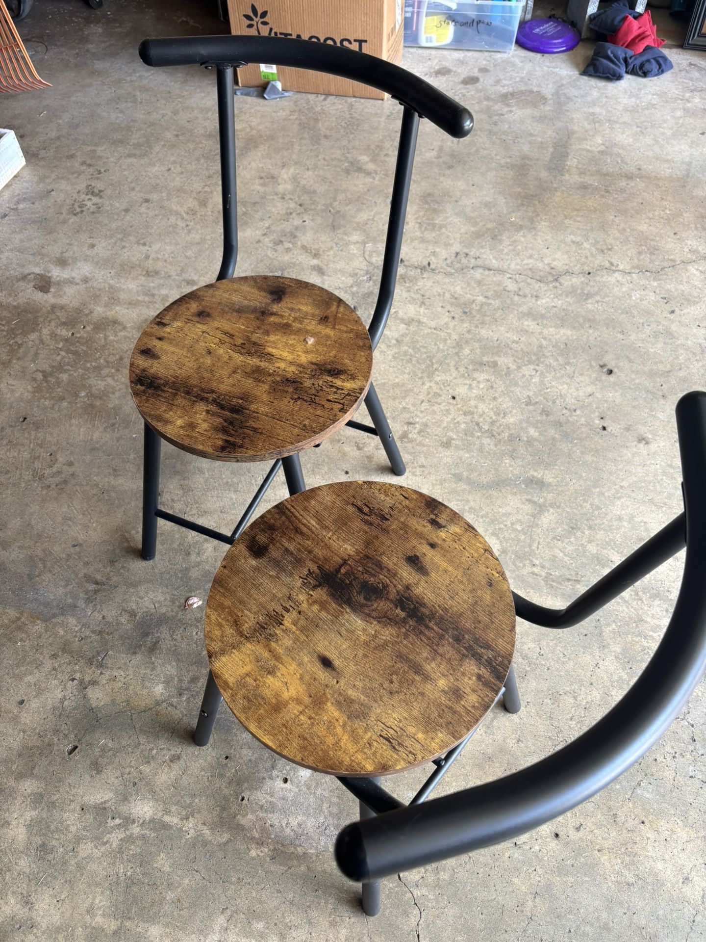 Old Modern Wood Metal Stools