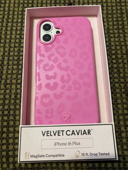 Velvet Carviar Phone Case for Apple iPhone 16 Plus - Hot Pink Leopard