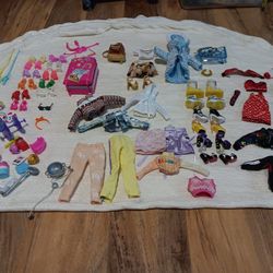 Large Lot 84 Pcs Barbie, Rainbow High, Sparkle Accessories Shoes, Luggage & More
