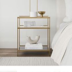 West Elm Terrace Nightstand / Side Table – Brass & Glass (Discontinued)