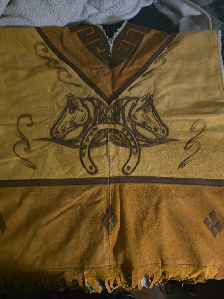 REAL COW LEATHER PONCHO