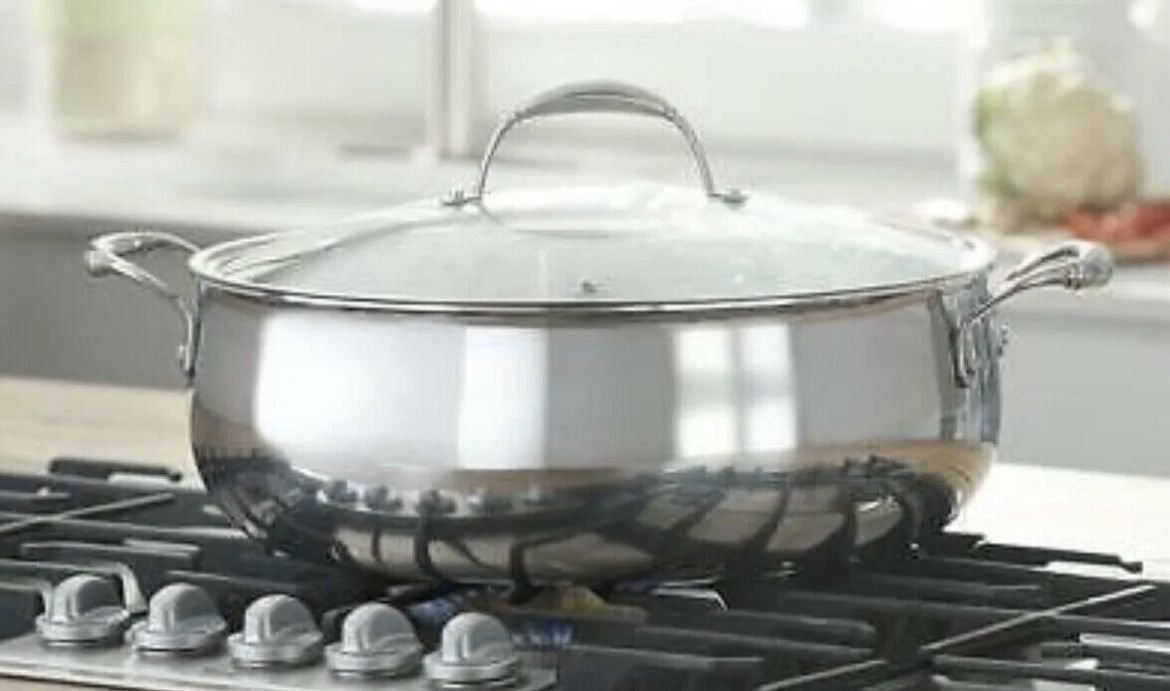 Princess House Stainless Steel Tri-Ply 14-Qt. Sear & Simmer Pan (5708)