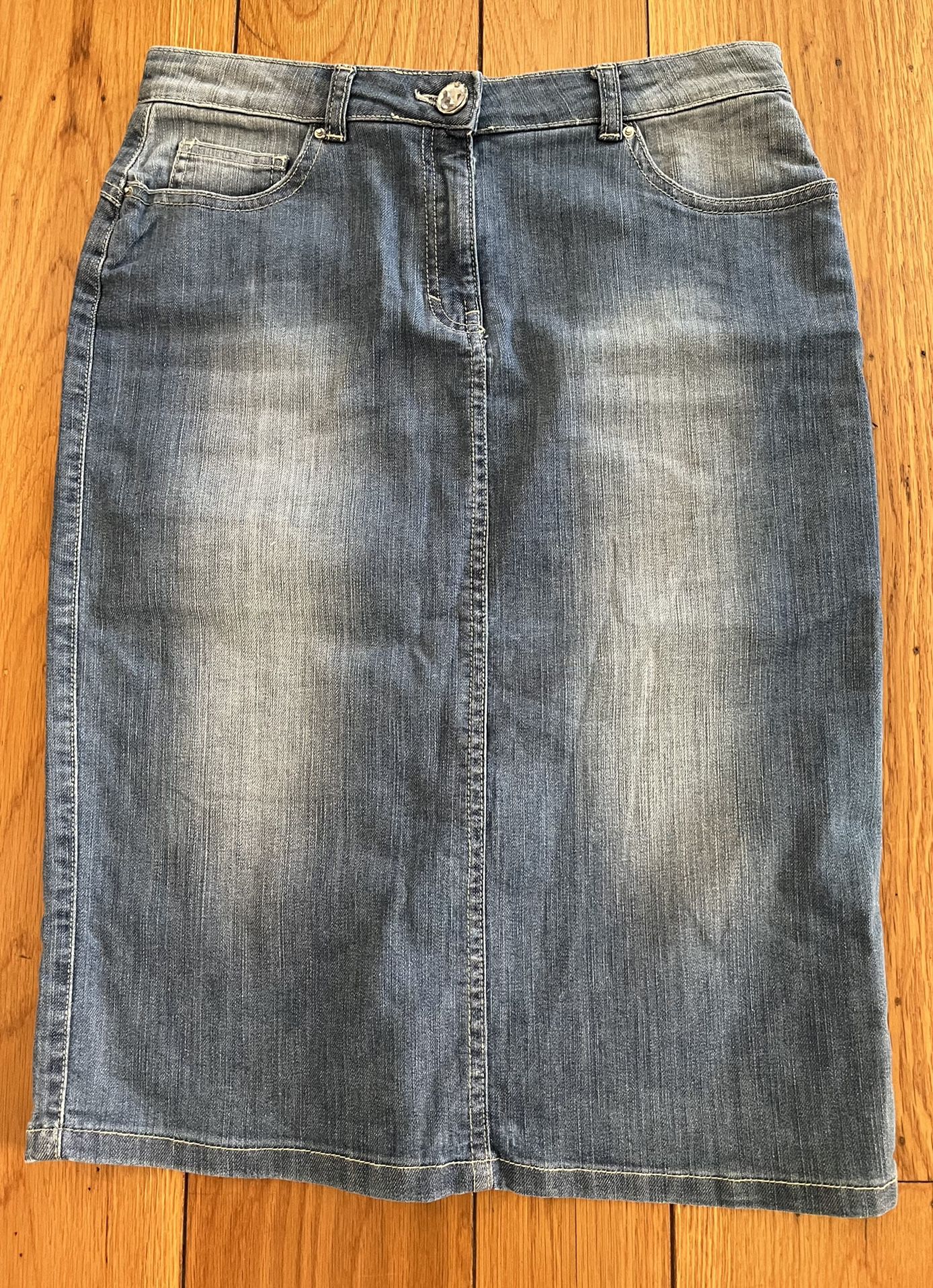Womens Comfort Denim Jean Skirt Pockets Straight Pencil Slit Back - Size 7/8