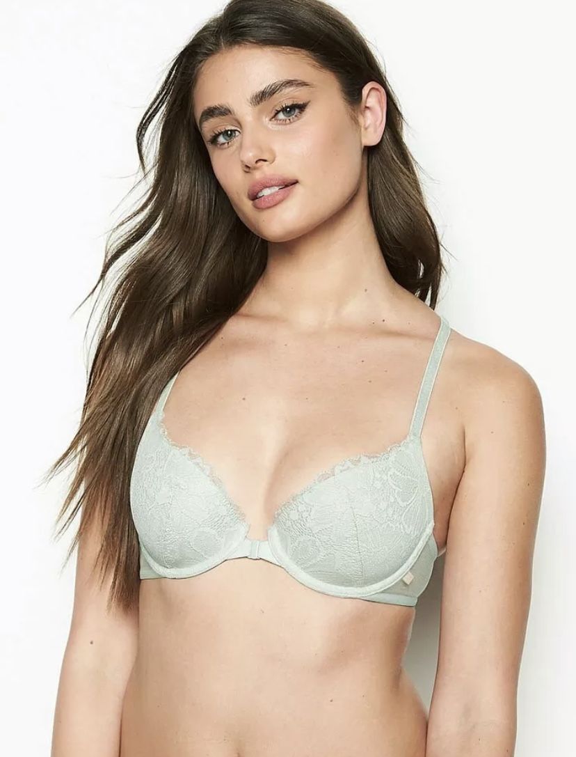 NWT Victorias Secret Sexy Tee Lightly Lined Demi Lace racerback green bra 34D