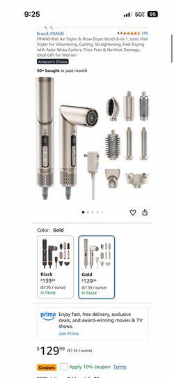 Hot Air Styler & Blow Dryer Brush 8-in-1, Ionic Hair Styler for Volumizing, Curling, Straightening, Fast Drying with Auto-Wrap Curlers, Frizz-Free & N