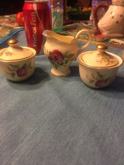 Royal Stuart Spencer Stevenson Hand Made Hand Painted Rose Pattern Bone China Sugar Bowl And Creamer