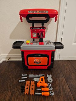 Portable Tool Case/Workbench Toy with Tools and Screws