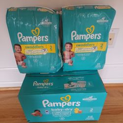 170 Pampers Diapers Size 2 Factory Sealed