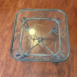 Glass Top End Table Or Nightstand X2