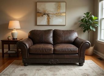 Chocolate Brown Genuine Leather Sofa / Loveseat