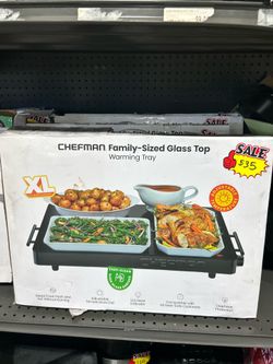 CHEFMAN. Family-Sized Glass Top Warming Tray