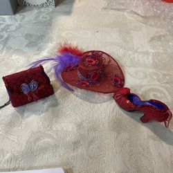 Red Hat, Red, Heel And Red Purse Ornaments