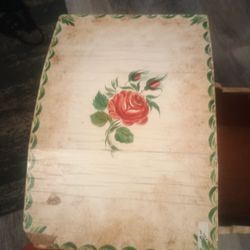 Vintage 1900 Rocking Cradle Hand Painted Hand-painted Rose Motif With Detailed Border Solid Wood